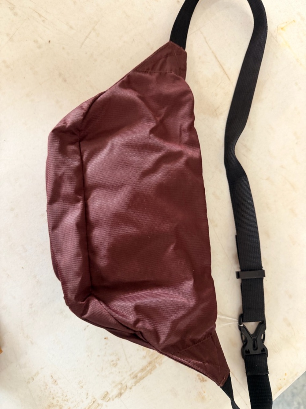 Men's Burgundy Sling Belt Bag with Black Strap